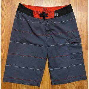 Metal Mulisha Swim Trunks Mens 33 11" Striped Beach Board Shorts